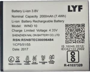 LYF Mobile Battery For LYF LYF Wind 10 -Wind 10/LS-5020 Battery mAh ...