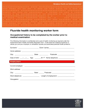 Fillable Online Fluoride health monitoring worker form. Fluoride health ...