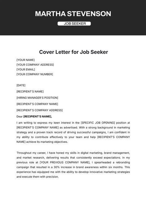 Cover Letter Template Job Seeker at Kaitlyn Devine blog