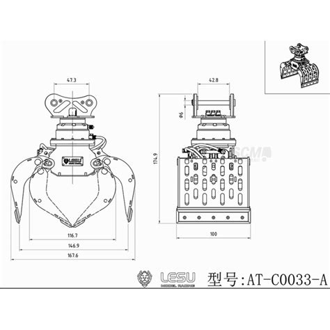 scm-modellbau - Lesu hydraulischer Greifer für Lesu Bagger C374 1:14 ...