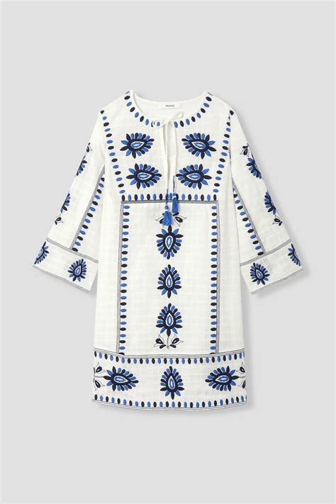 Embroidered tunic dress - Ecru
