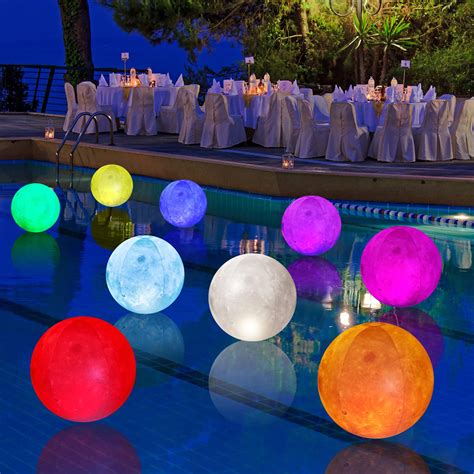 Amazon.com: Moon Floating Pool Lights Bulk Solar Rechargeable LED Pool ...