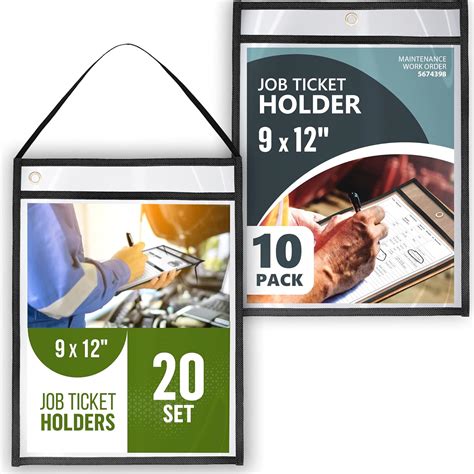 Amazon.com : 20 Pack Hanging Job Ticket Holders with Strap 9x12 and 10 ...