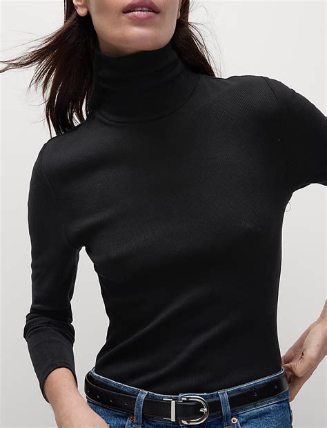 Buy Cotton Rich Ribbed Slim Fit Top at Marks & Spencer