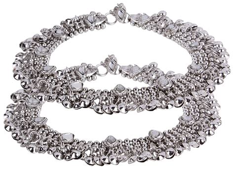 Shining Diva Traditional Kundan Silver Payal Anklet for Girls and Women ...