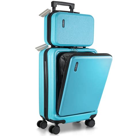TRAVELARIM Carry On Luggage 22x14x9 Airline Approved, Teal Durable Hard ...