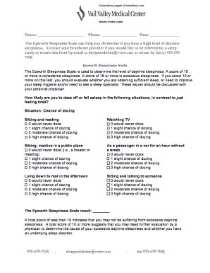 Epworth Sleepiness Scale Form - Blank Fillable Template | Fill Out ...