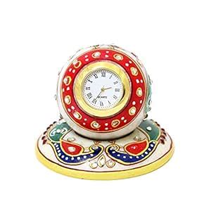 Table Round Clock Red Blue Stone : Amazon.in: Home & Kitchen