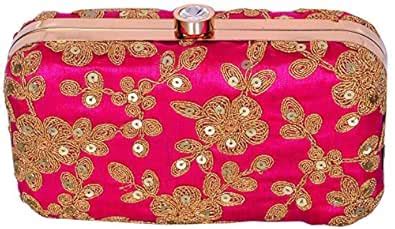 Women's Clutch Purse with Traditional Indian Embroidery in Vibrant ...