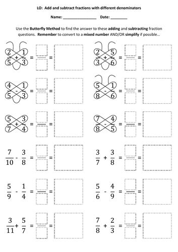 Image result for Butterfly Method Adding Fractions