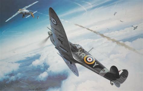 Wallpaper war, art, Spitfire, painting, ww2, dogfight for mobile and ...