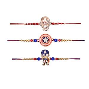 Buy Kizzi Rakhi For Kids Brother Ironman Shield Captain 3 Amazing ...