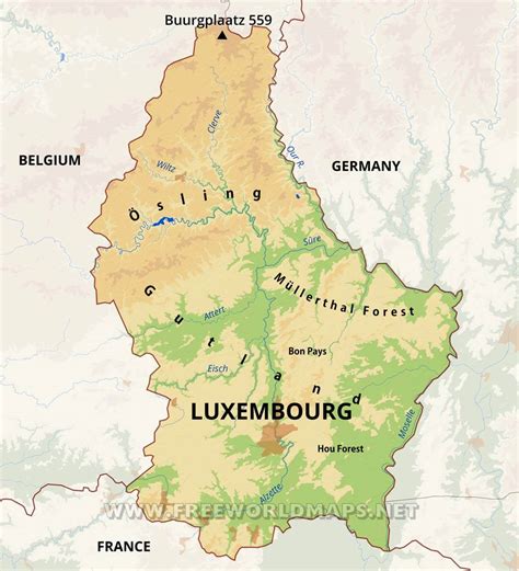 Luxembourg Physical Map