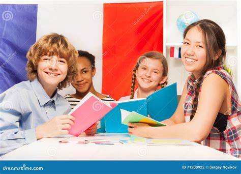 Teenage Students Learning French at the Classroom Stock Photo - Image of banner, multiethnic ...