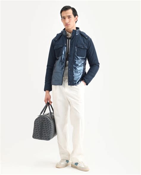 Rare Rabbit Men's Ragon Dark Blue Polyester Plain Relaxed Fit Full Sle