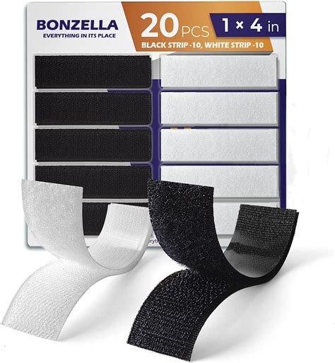Bonzella 20 pcs Self Adhesive Hook and Loop Strips Tape 1x4 Inch Velcro ...