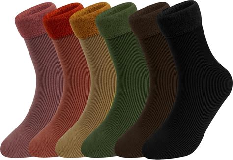 KETKAR Women's Pack Of 6 Solid Winter Thick Warm Fleece Lined Thermal ...