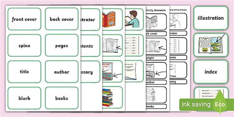 Different Parts of a Book Matching Activity