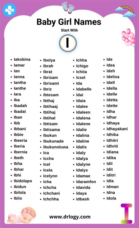 Baby Girl Names Start With I Letter - Drlogy | Cool baby girl names ...