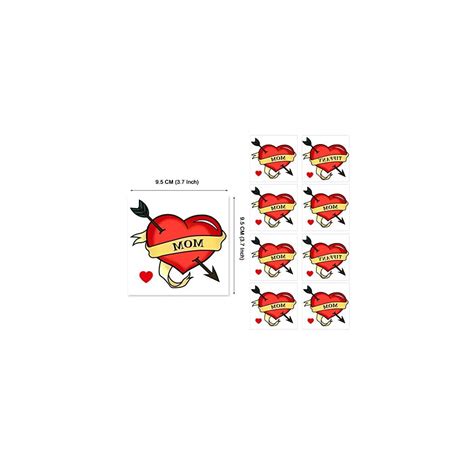 Buy 8 Sheets PADOUN Mom Heart Temporary Tattoos, Heart Tattoos Sticker ...