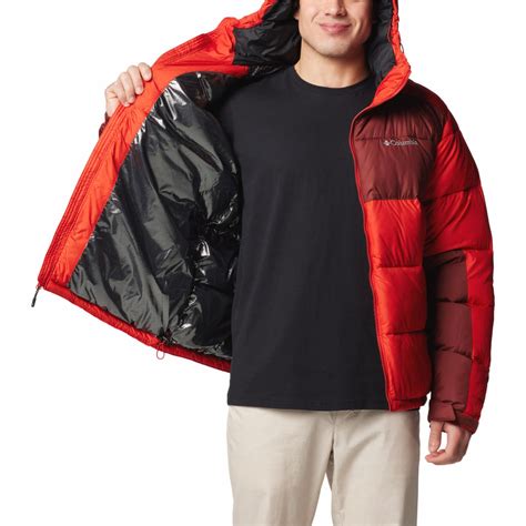 Columbia Men Red Omni-Heat Reflective Pike Lake II Hooded Down Jacket ...