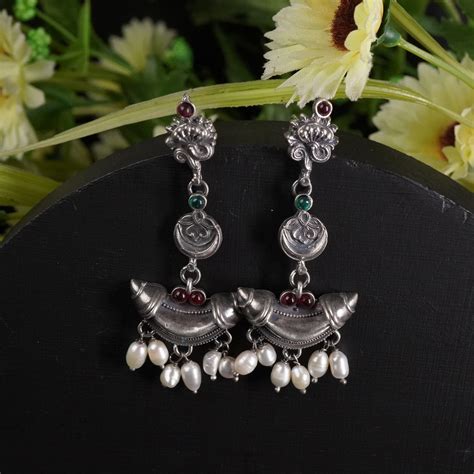 Shop online long silver jhumkas design – Siddhi Silver