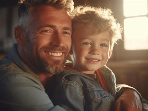 Happy father day father and son smiling happily generative ai | Premium ...