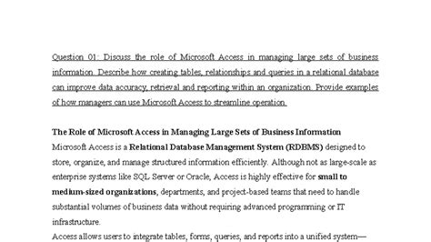 The Role of Microsoft Access in Business Data Management: Insights and ...