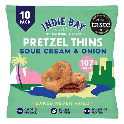 Buy Indie Bay Snacks - Pretzel Thins Sour Cream & Onion (10 x 24g ...