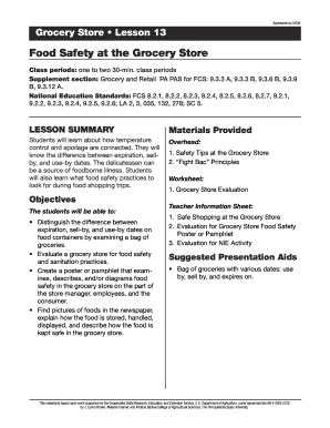 Fillable Online extension psu Food Safety at the Grocery Store - Penn ...