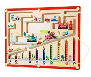 CURLYCUBE Magnetic Color and Number Maze, Montessori Wooden Color ...