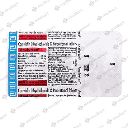 ANAFORTAN TABLET 15'S, Price, Composition & Generic Alternatives - Medkart