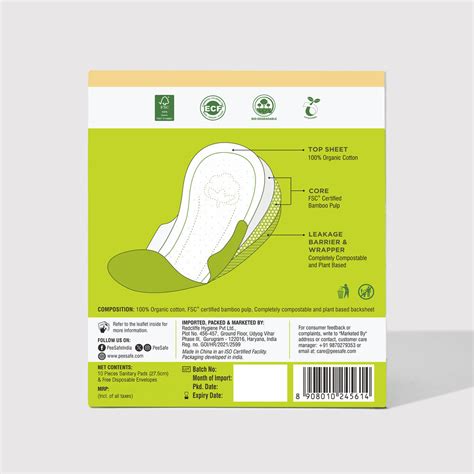 100% Organic Cotton | Pee Safe Biodegradable Sanitary Pads | Regular(280mm)