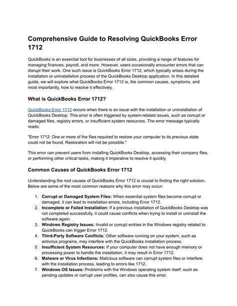 PPT - Comprehensive Guide to Resolving QuickBooks Error 1712 PowerPoint ...