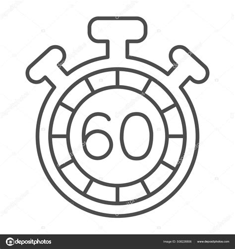 Stopwatch with buttons, 60 seconds, timer, chronometer thin line icon ...