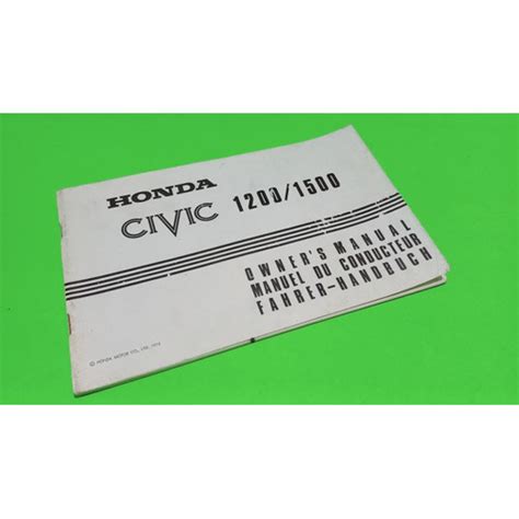 Jual Buku Owners Manual Book Pedoman HONDA CIVIC GEN-1 KOPER 1975-1979 ...
