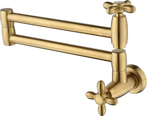 Buy KRUZOO Pot Filler Brushed Gold Kitchen Faucet Solid Brass Folding ...