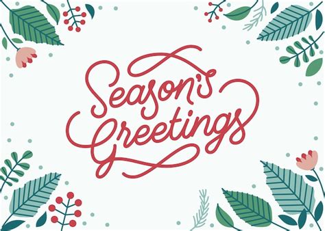 Season's greeting lettering background with winter theme | Premium Vector