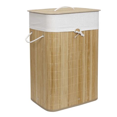 HomeStorie® Eco-Friendly Foldable Bamboo Laundry Basket Hamper with Lid ...