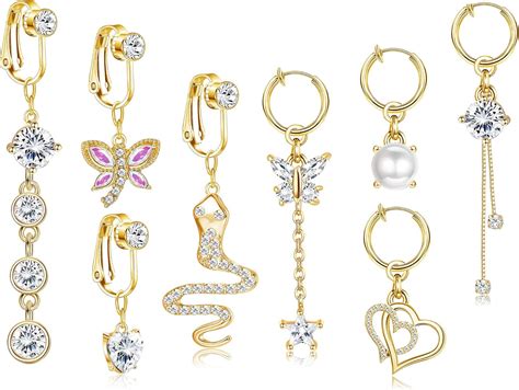 Buy FIBO STEEL 8Pcs Fake Belly Rings Fake Belly Piercing Surgical Steel ...