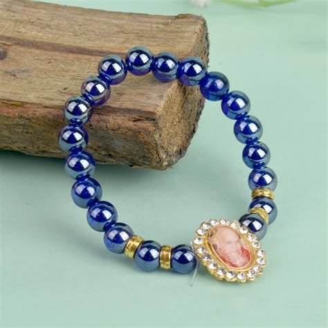 Buy Online | Dark Blue Shiny Single Layer Guruji Swaroop Bracelet ...