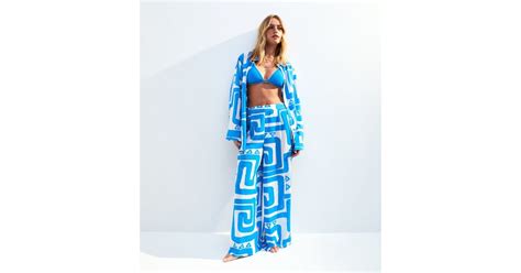 Blue Swirl Patterned Wide Leg Beach Trousers | New Look
