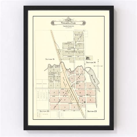 Teds Vintage Art Vintage Map of Clio, Michigan 1889 - Shop