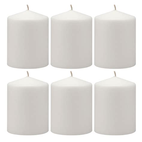 3x4 Unscented White Pillar Candles (Set of 6) | Stonebriar Collection