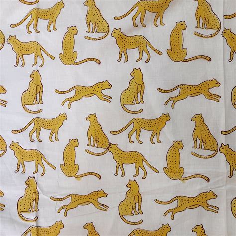 Pure Cotton Jaipuri White With Leopard Hand Block Print Fabric – Sanskruti
