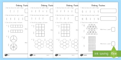 Fractions and Ordering Differentiated Worksheet / Worksheets