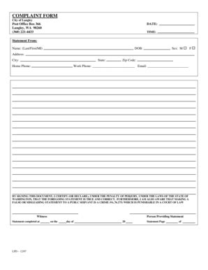 City of Langley Complaint Form - Blank Fillable Template | Fill Out ...