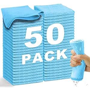 WEAWE Microfiber Cleaning Cloth-50Pcs (13x13 inch) Ultra Soft, Highly ...