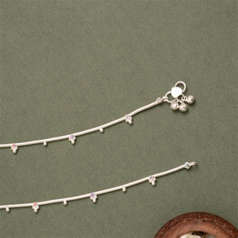 Simple Silver Beads Anklet | Sri Anu Jewellers