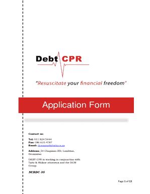 Fillable Online Application Form - Debt CPR Fax Email Print - pdfFiller